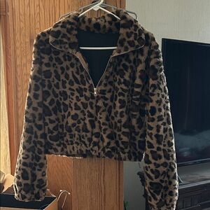 Zaful Leopard Print Teddy Jacket